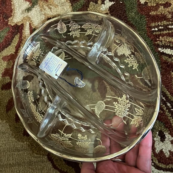 Vintage MCM SILVER CITY GLASS CO Sterling on Crystal Serving Tray Floral Design - Picture 14 of 17